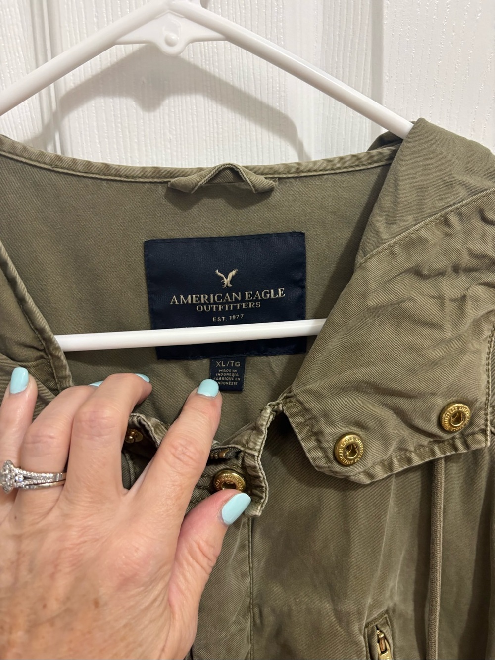 American Eagle Outfitters Olive Utility Hooded Jacket - Picture 8 of 8